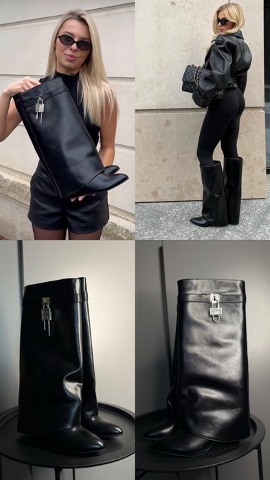 Сапоги козаки чоботи шкіряні на платформі 3 см zara