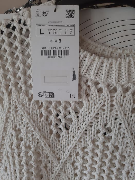 Narzutka Zara tunika L kolekcja frędzle boho lato dzianina tkmaxx
