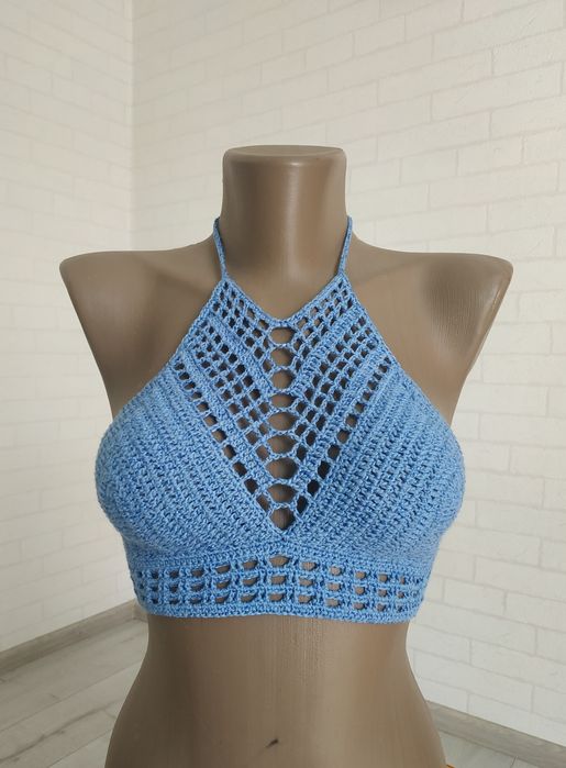 Кроп топ гачком купальник