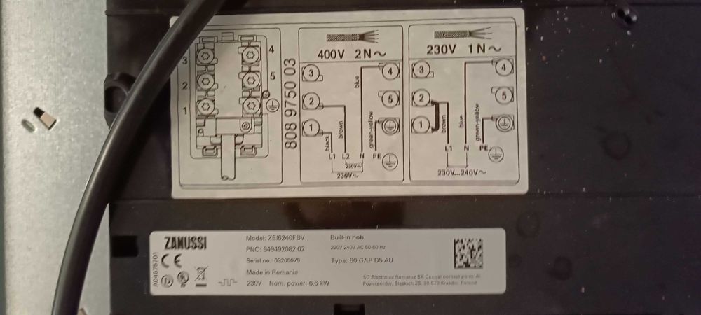 Placa de Indução Zanussi , vidro partido