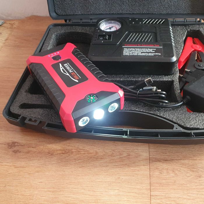 Пуско-зарядний пристрій з компресором jump starter, бустер, павербанк