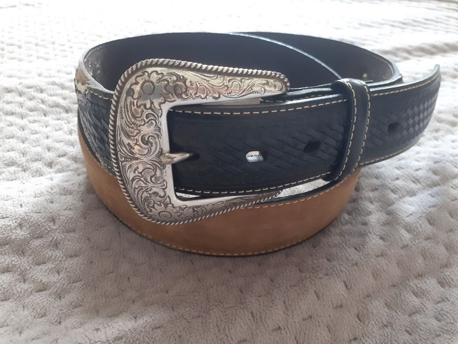 Skórzany pas do spodni Larry Mahan 114/124 myśliwski kowbojski