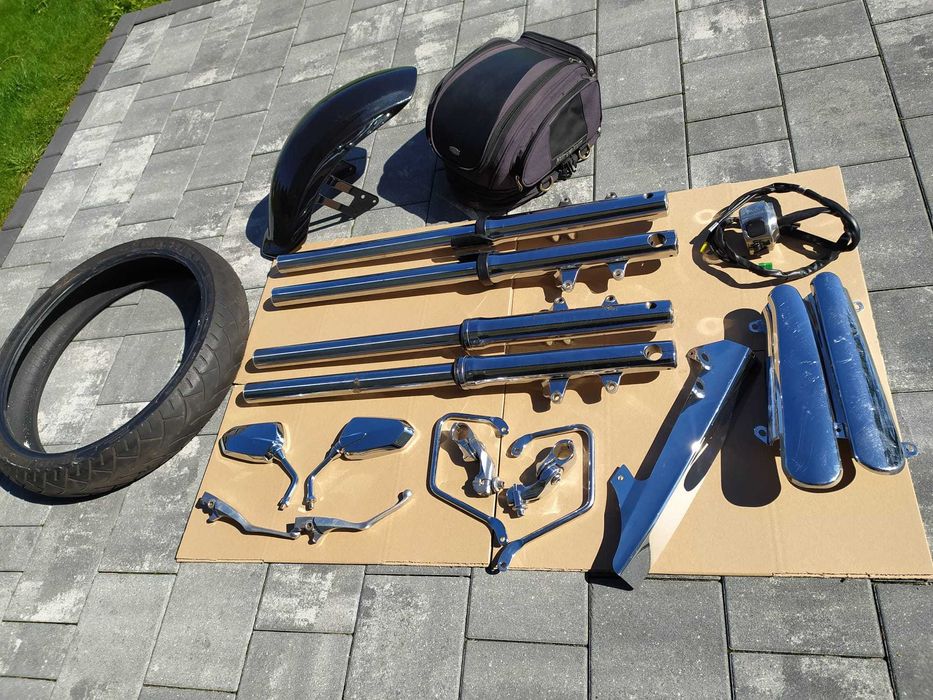 Yamaha Raider-zbiornik, lagi, podnóżki, siedzenie, oparcie pasażera.