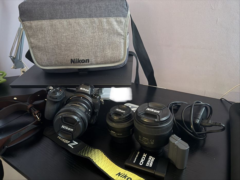 Nikon Z6, nikkor 35 1.8G, 50 1.4G i 85 1.8G plus dodatki