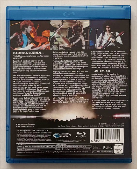 Blu-Ray_ QUEEN Rock Montreal & Live Aid. Como novo.