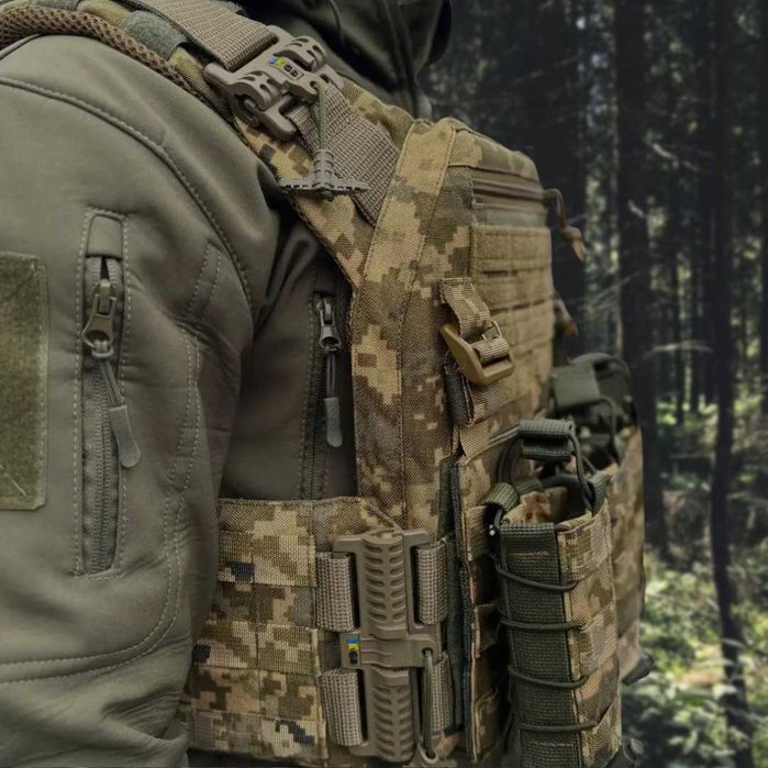 Плитоноска Warmor Gen.3 Pro ПІКСЕЛЬ + 3 підсумки під АК. Кордура.
