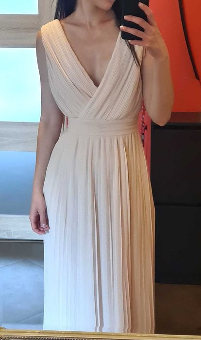 Piękna długa sukienka plisowana dla druhny dla panny młodej XS