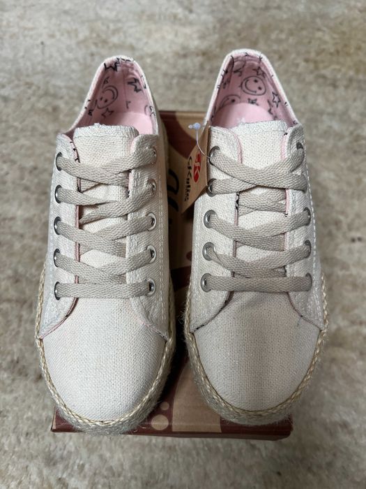 espadryle trampki Kylie Crazy roz 32/ 20 cm beżowe sznurowane