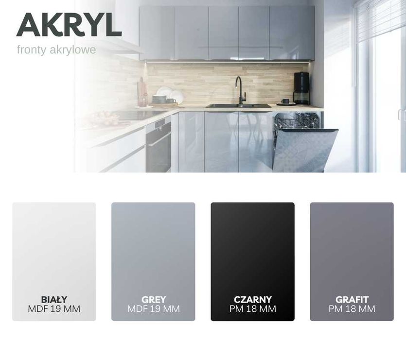 SK Kuchnia AKRYL meble, szafki kuchenne połysk TRANSPORT wycena
