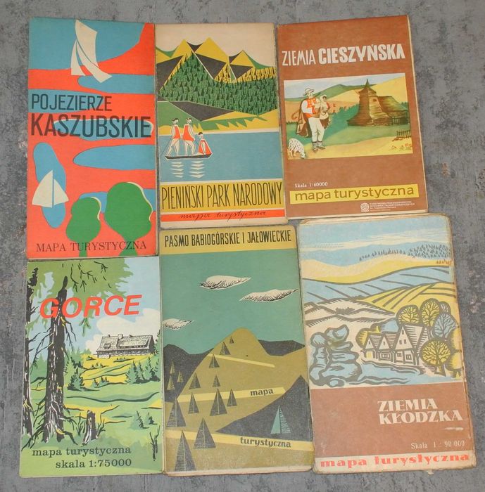 Mapy turystyczne - zestaw 6 map