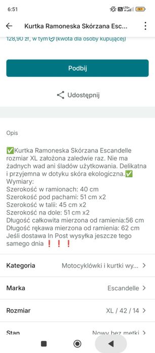 Kurtka ramoneska eko skóra