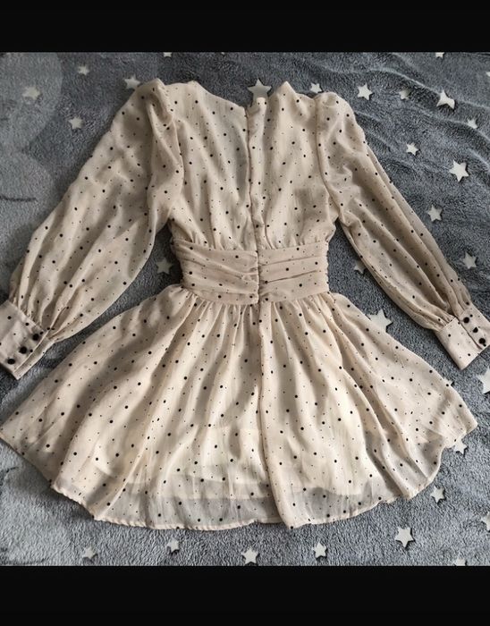Sukienka kremowa w grochy/ w kropki r xs