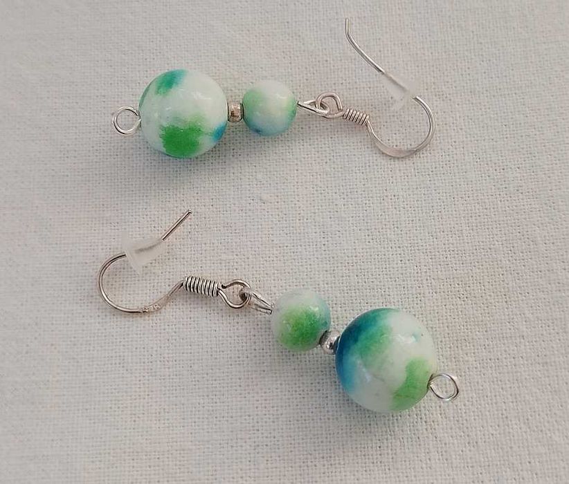 kolczyki srebrne wiszące wielokolorowe