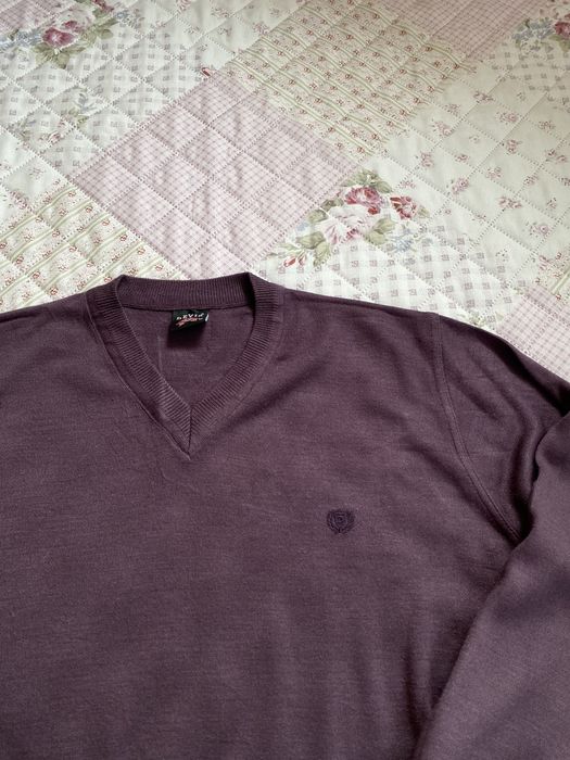 Fioletowy luźny sweter M 38 devir basic 50% wełna