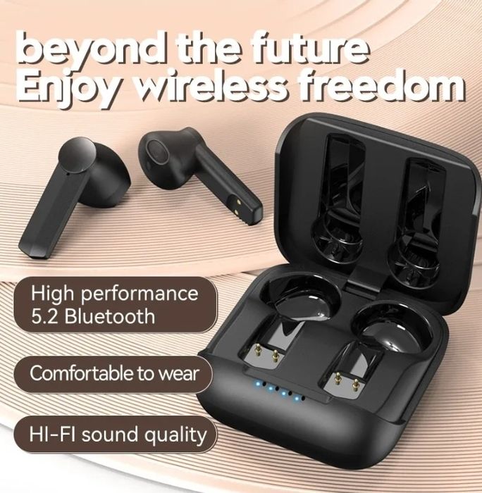 Fones de Ouvido Bluetooth "F2" TWS em preto (Novo), v5,2