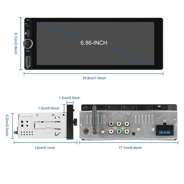 Rádio 1din 6,86 polegadas 2/64GB GPS RDS WIFI Carplay novo
