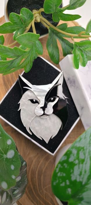 Nowa duża broszka kot plus gratis, prezent dla niej