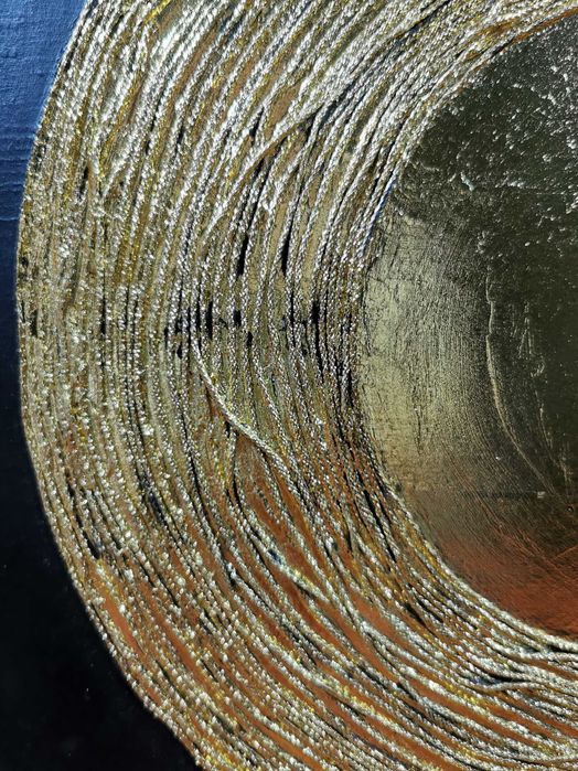 Сучасна картина  на холсті 40×40 см Точка відліку Золоте коло