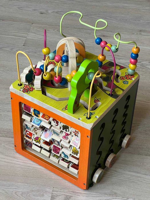 Бізі куб, розвиваючий деревянний куб великий Zoo cube Battat