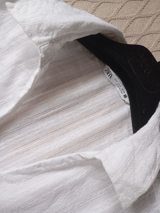 ZARA S-M luźna oversizowa bawełniana koszulka haftowana