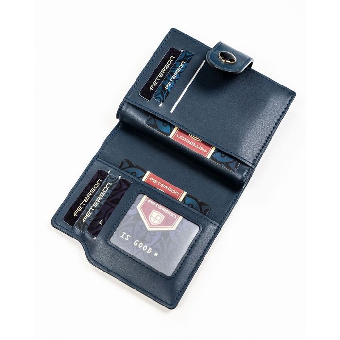 PETERSON portfel damski eko skórzany elegancki matowy P238 granatowy