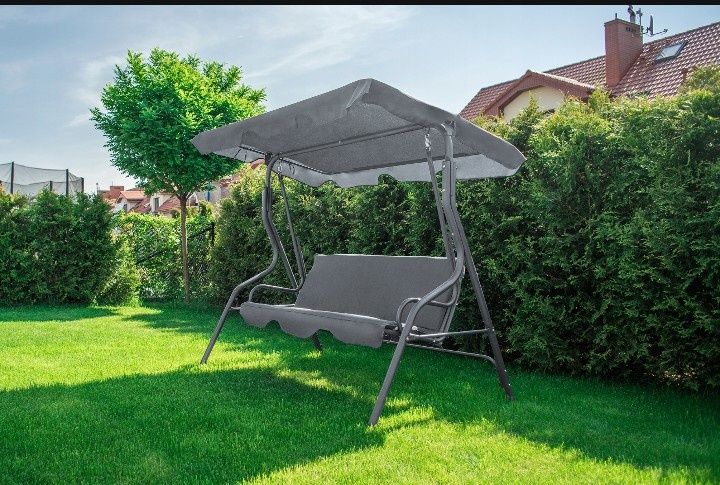 Huśtawka ogrodowa 3 osobowa + materac czarna lub szary