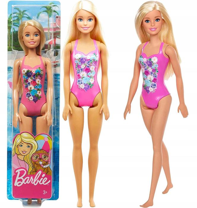 BARBIE Lalka Plażowa w kostiumie 30cm blondynka