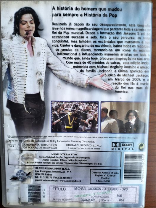 DVD Michael Jackson O Legado