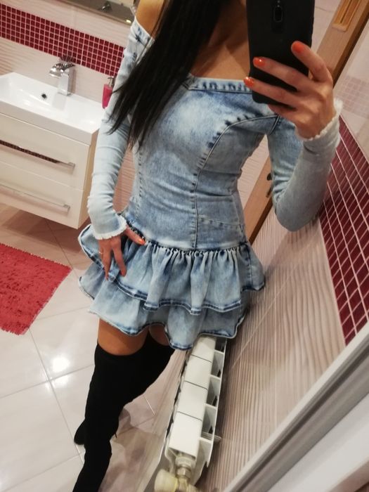 Sukienka Lou 34 xs 36 s xs/s jeans jeansowa denim falbanki gigi