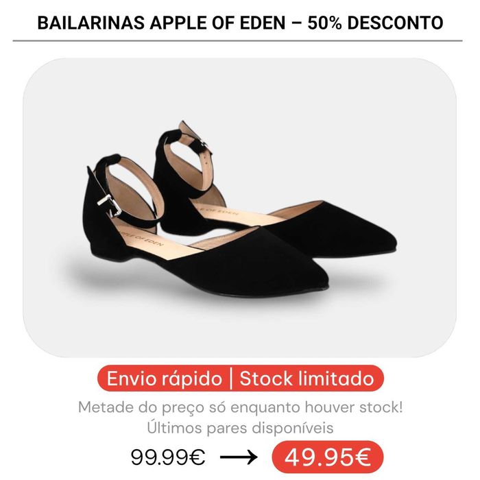 50% Desconto - Bailarina Apple of Eden Shoes