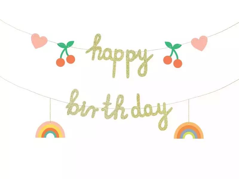 Baner Papierowy Happy Birthday 100X18Cm. Nowy Produkt