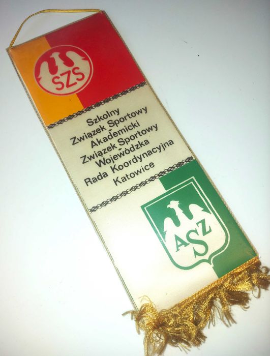 Proporczyk SzS AZS Katowice VI miejsce Szkół Podstawowych 1973