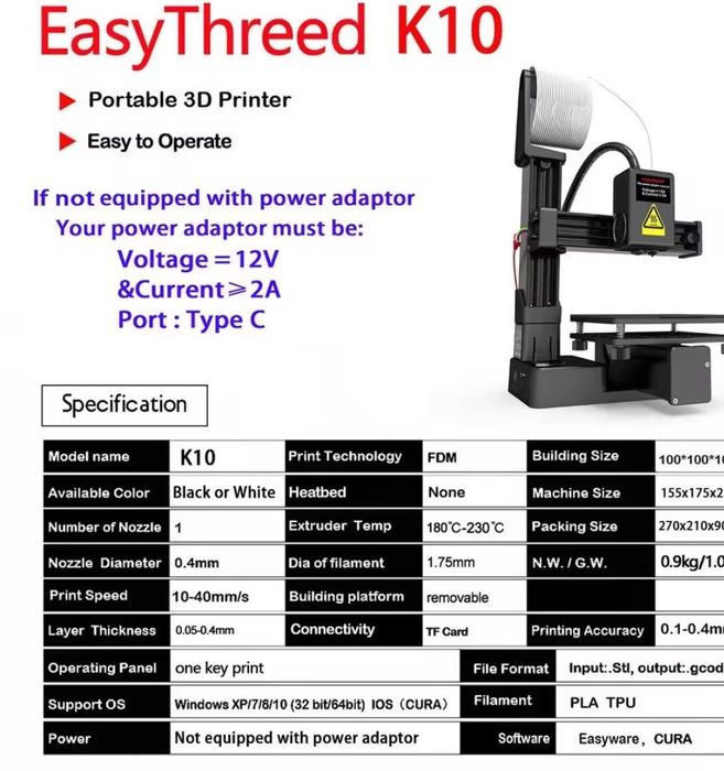 3Д принтер,3D printer  EasyThreed K10 ,новий ,запакований.