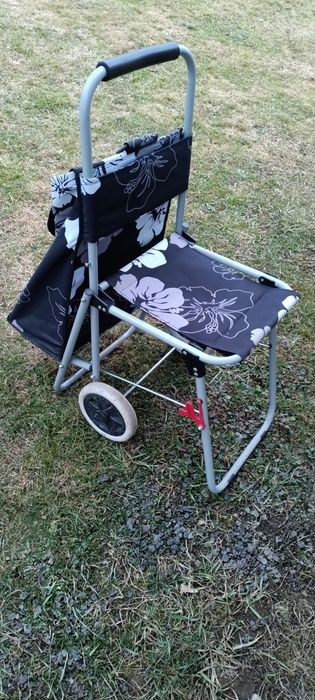 Wózek na zakupy z składanym siedzeniem