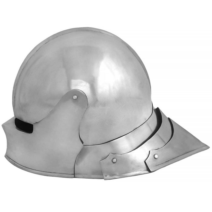 Średniowieczny niemiecki hełm salletowy z wyściełaną wyściółką