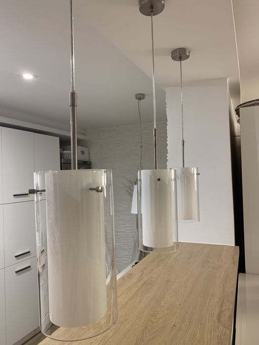 Lama wisząca lampy wiszące 3szt białe szkło