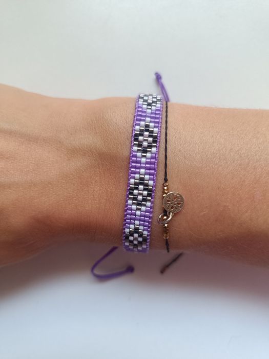 Bransoletka Boho fiolet handmade