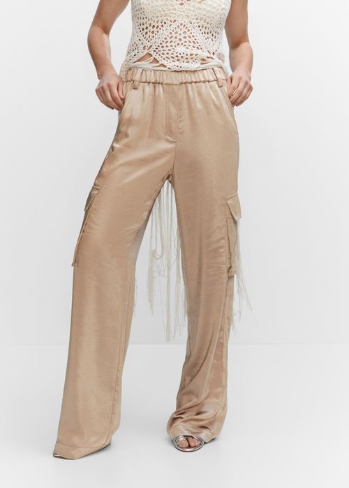 Spodnie satynowe cargo Mango XS