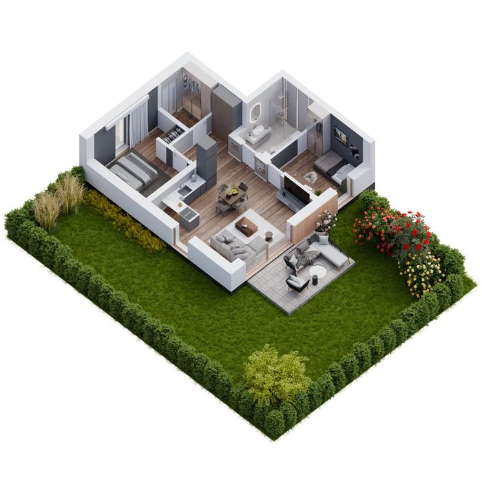 Apartament 56,99 m² z ogródkiem 72 m² | Taras | Parter