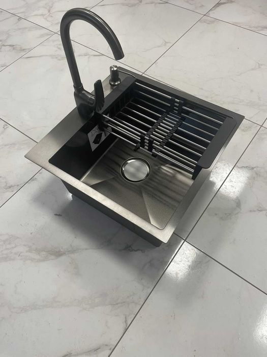 Мойка и смеситель Luminex 5050 PVD 4в1 3,0/1,0 мм из нержавеющей стали