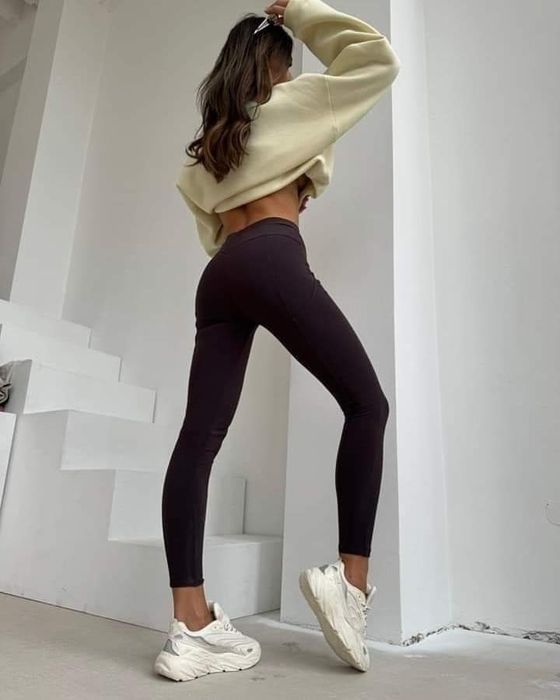 Legginsy LaManuel Hustle XS S M beżowe brązowe