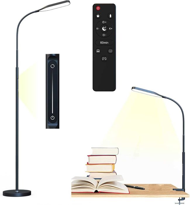 Lampka biurkowa Lampa podłogowa LED Ściemniana z pilotem Anyts