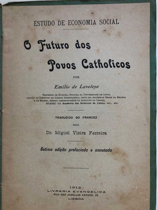 O Futuro dos Povos Catholicos - Emílio Laveleye