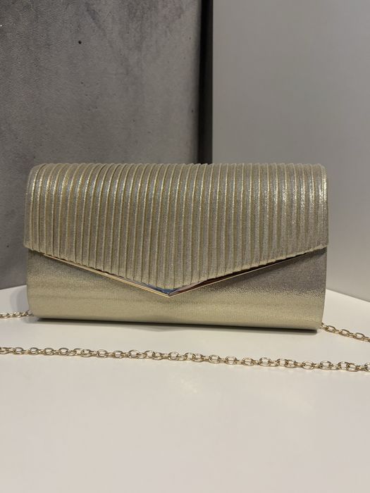 Kopertówka złota torebka wesele kominia łańcuszek