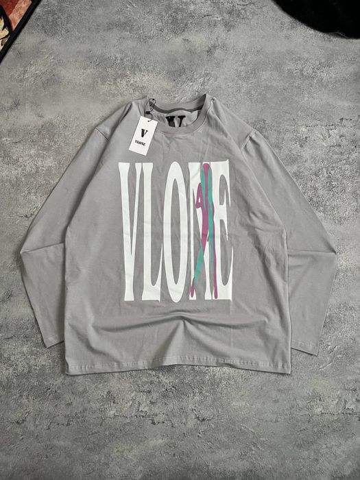 Лонгслів Vlone Oversize Grey (Сірий) з Pink Camo V-Logo