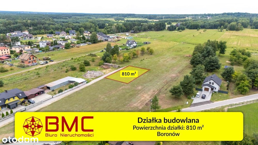 Działka budowlana Boronów 810m2 woda prąd