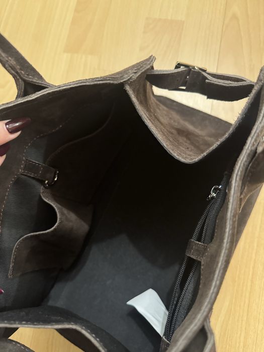 Шоколадна замшева сумка