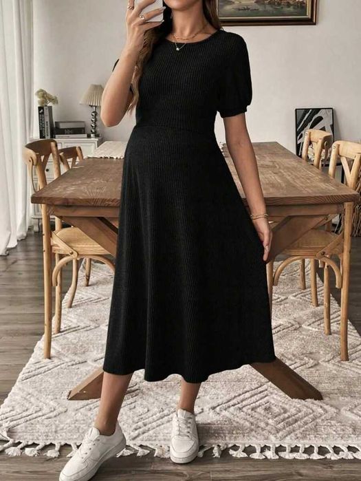 Czarna ciążowa sweterkowa sukienka damska rozmiar XL