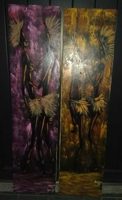Quadros - Par de Telas Africanas – 0,23 x 0,95 m