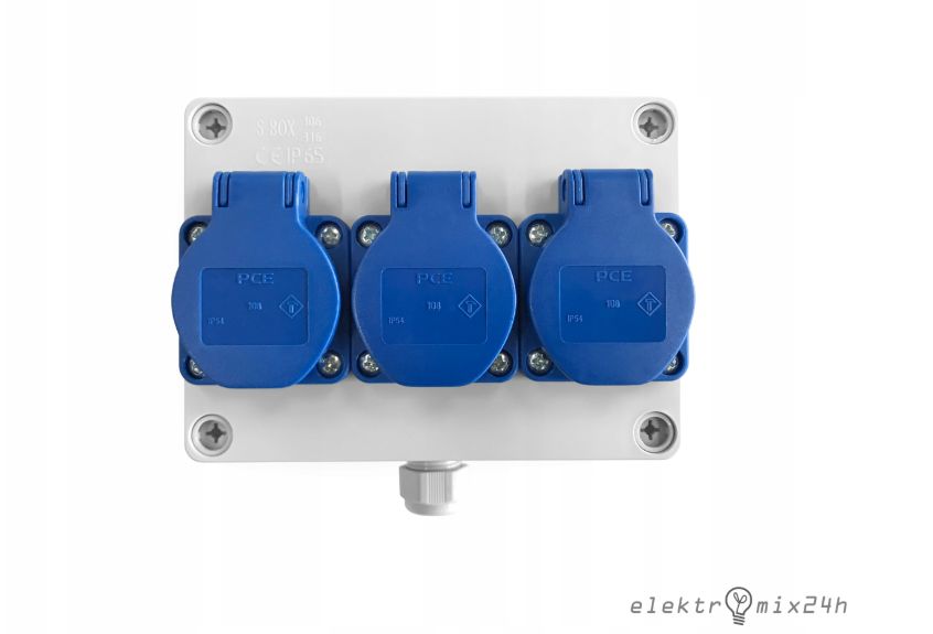 Rozdzielnica elektryczna skrzynka, gniazda 3x16A 230V z uziemieniem
